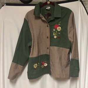 Vintage Bon Worth Green and Brown Embroidered Blazer